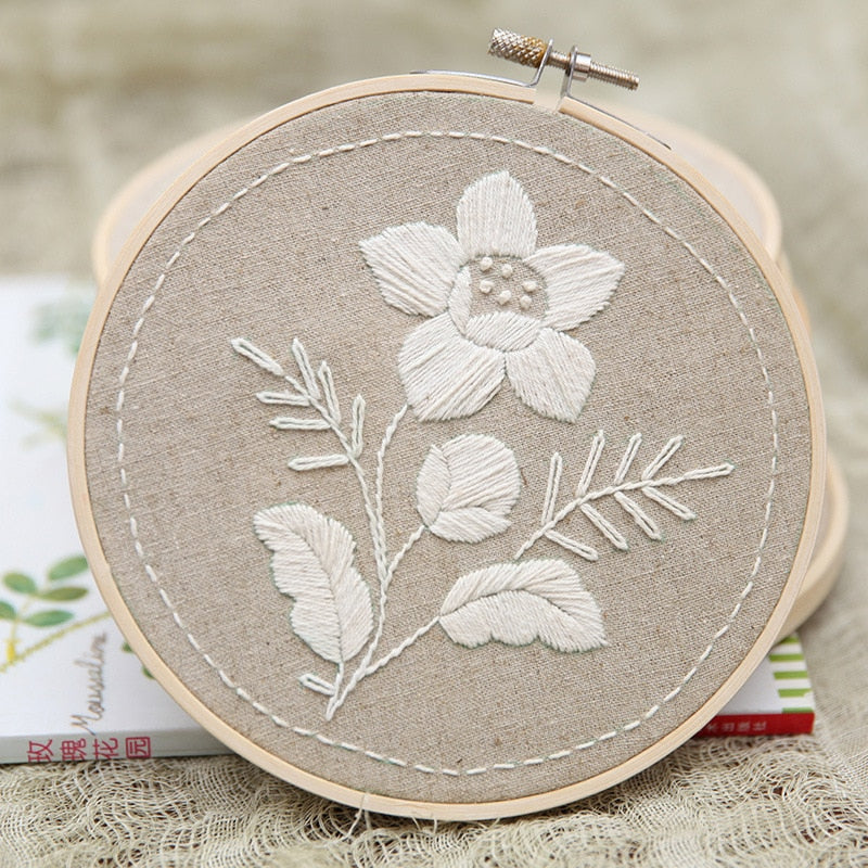 DIY Embroidery Kit (One Colour Floral Design)