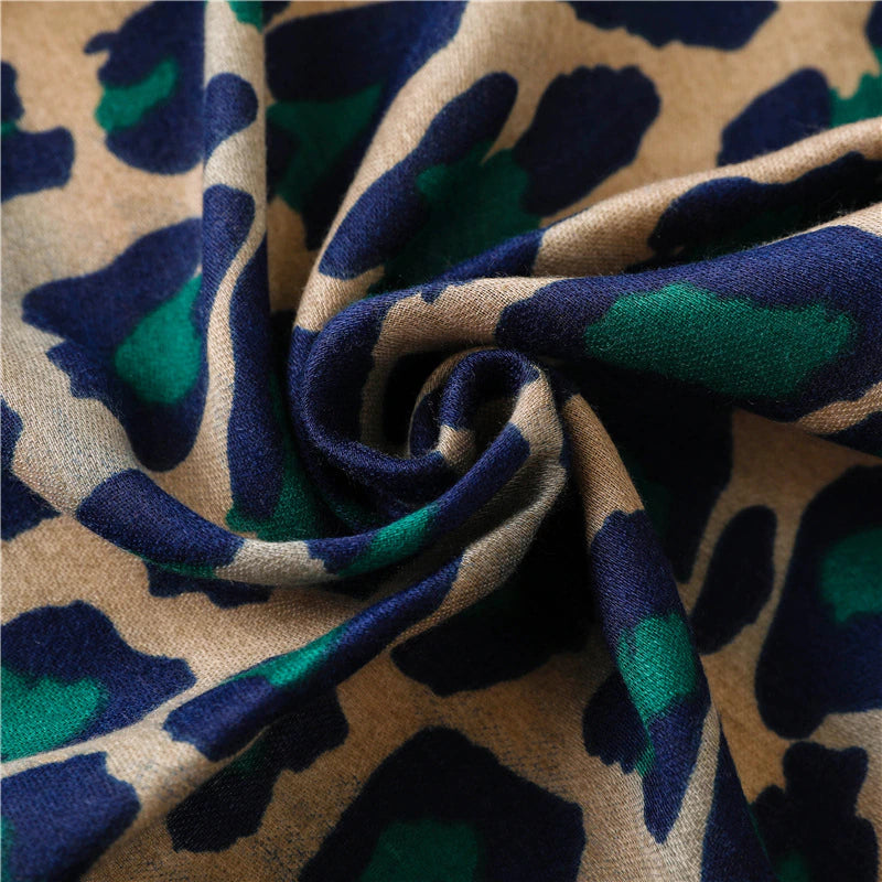 Leopard Scarf - Blue & Green