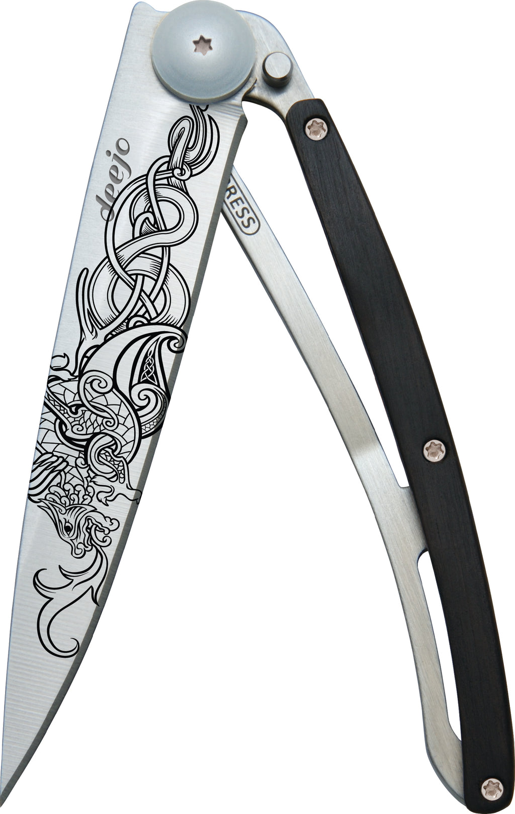 Tattoo Knife (Viking Dragon Design)  Ebony Wood 37g