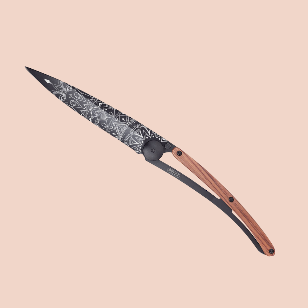 Tattoo Knife (Mandala Black Design) Coral Wood 37g