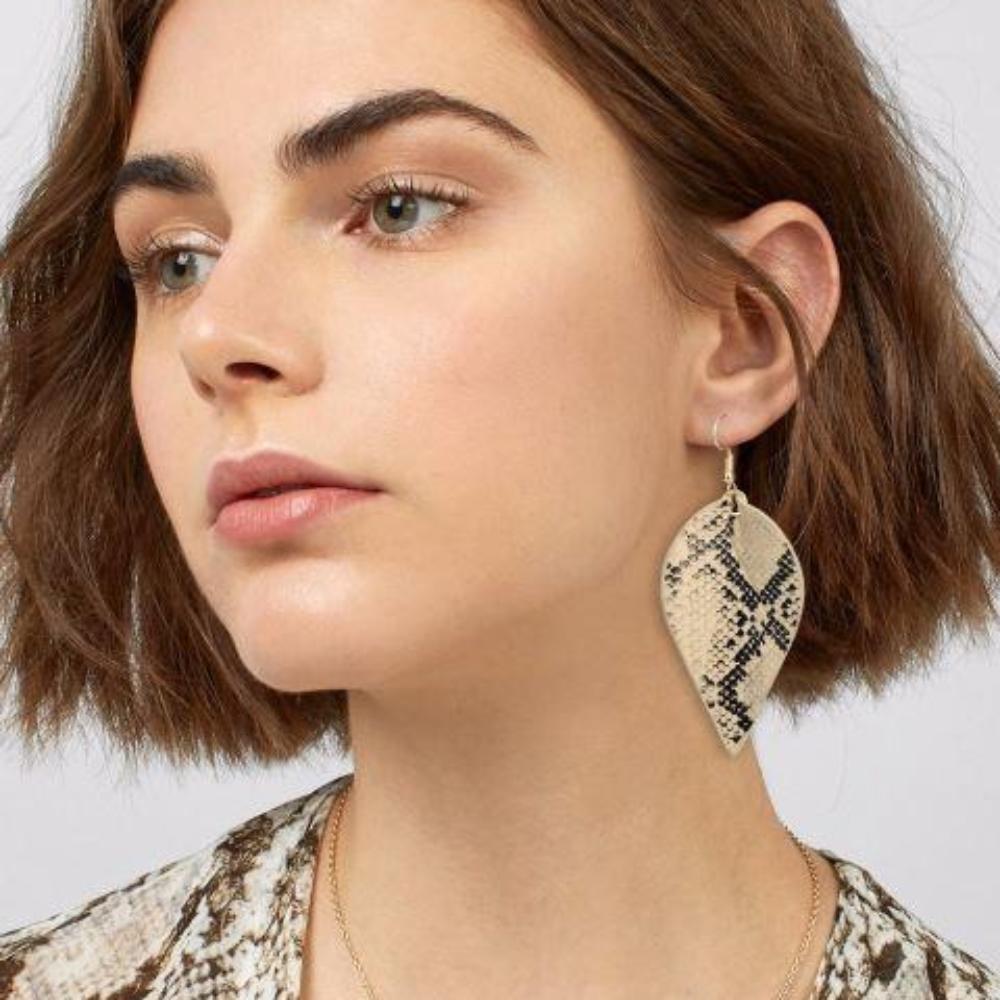 Faux Leather Drop Earrings (Snakeskin Pattern)