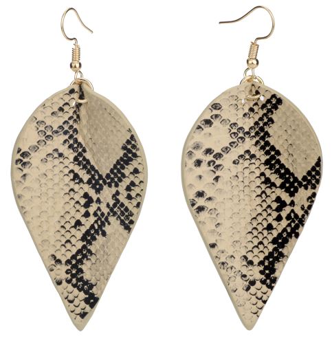 Faux Leather Drop Earrings (Snakeskin Pattern)
