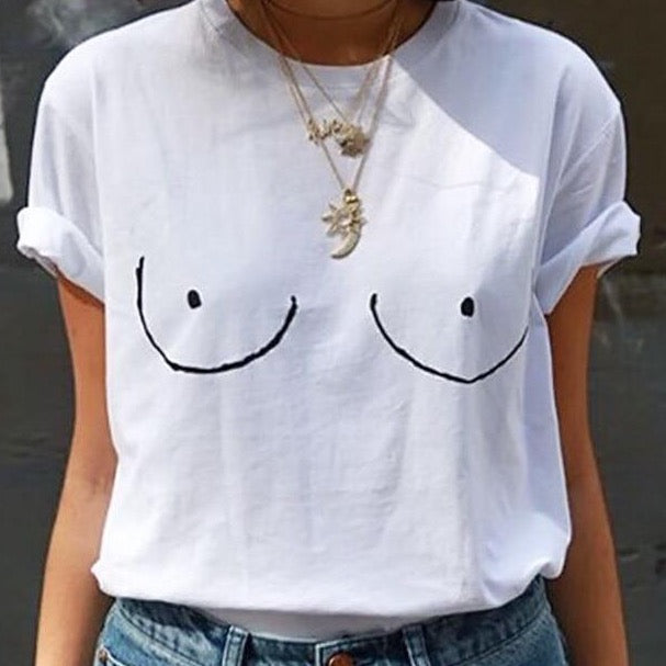 Free the Nipple White Cotton Ladies T-shirt (Medium only)