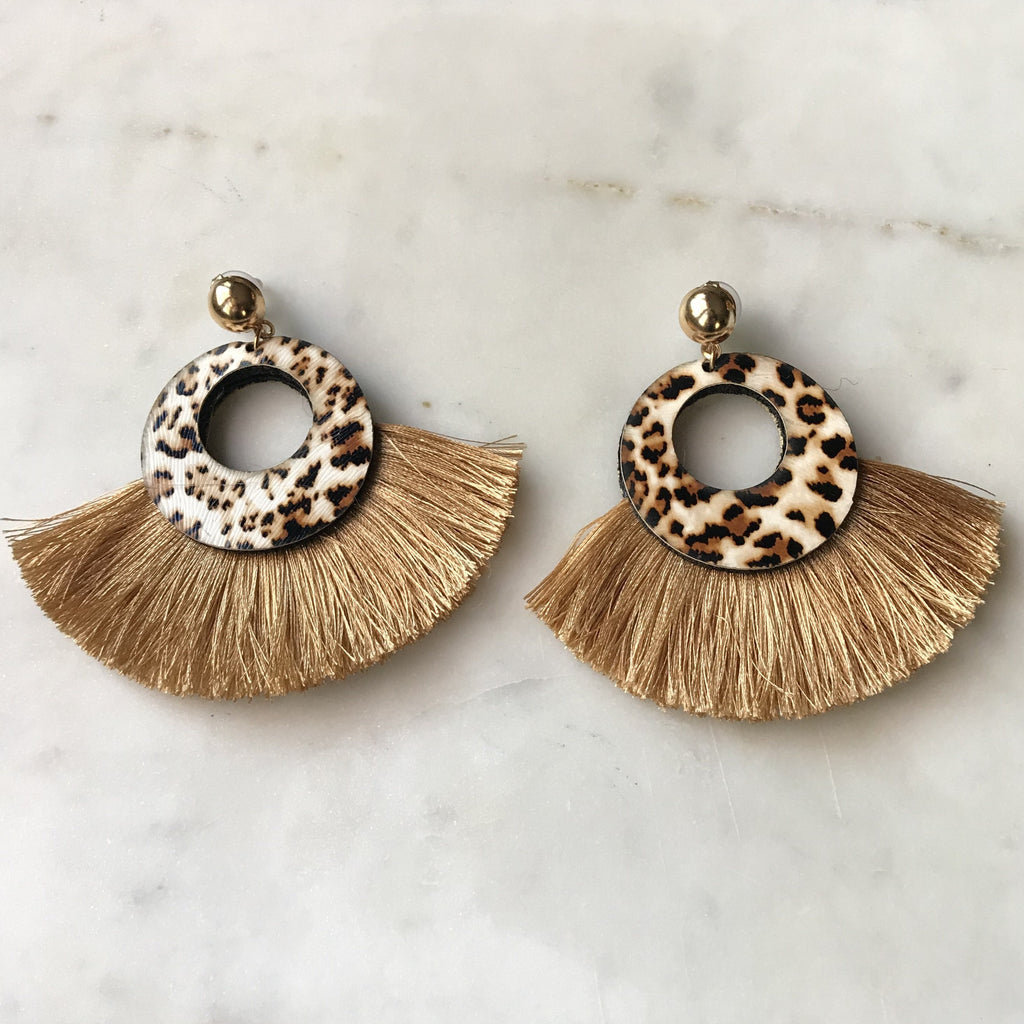 Drop Leopard Print Tassel Earrings