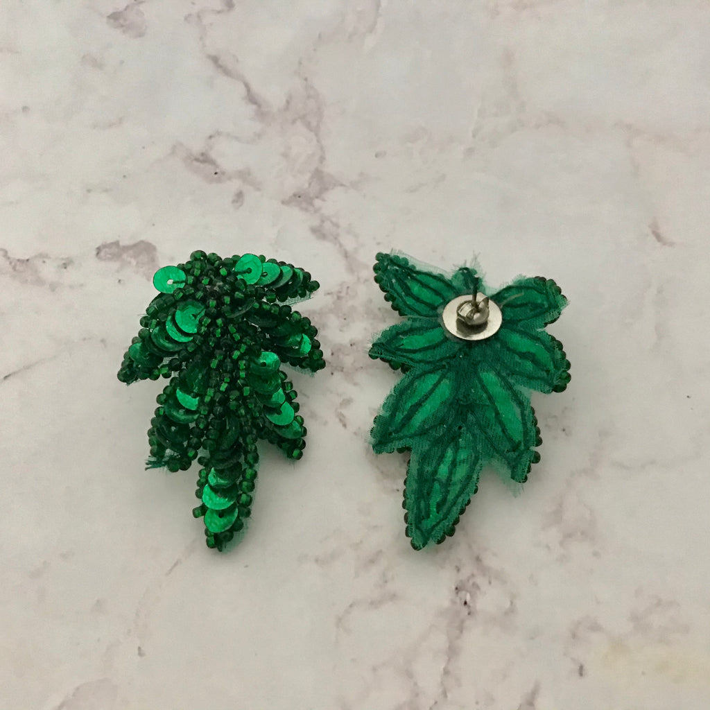 Vintage Emerald Green Sequin Earrings
