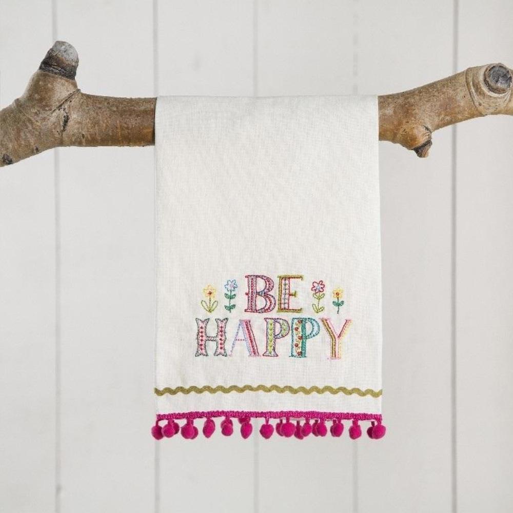 Hand Towel - Linen - Be Happy