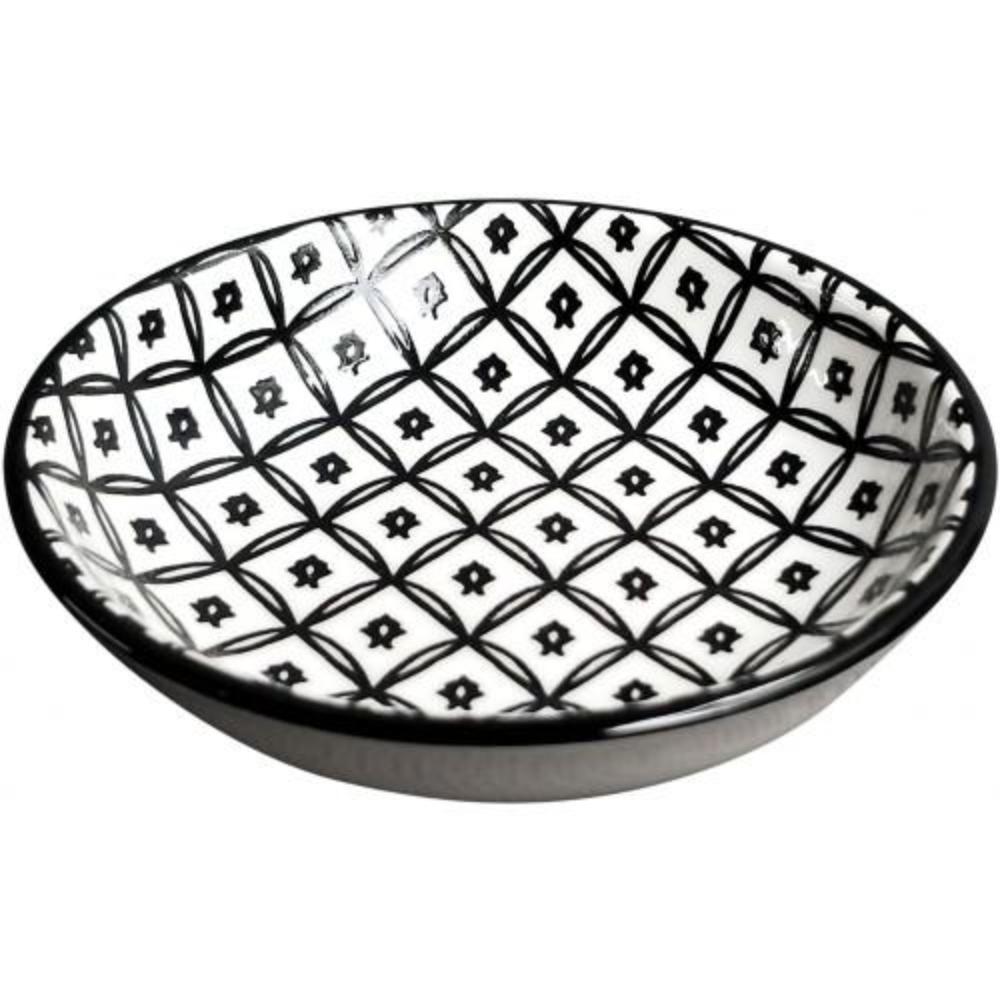 Round Monochrome Trinket dish (Diamond Pattern)