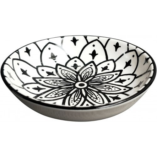 Round Monochrome Trinket dish (Flower Pattern)
