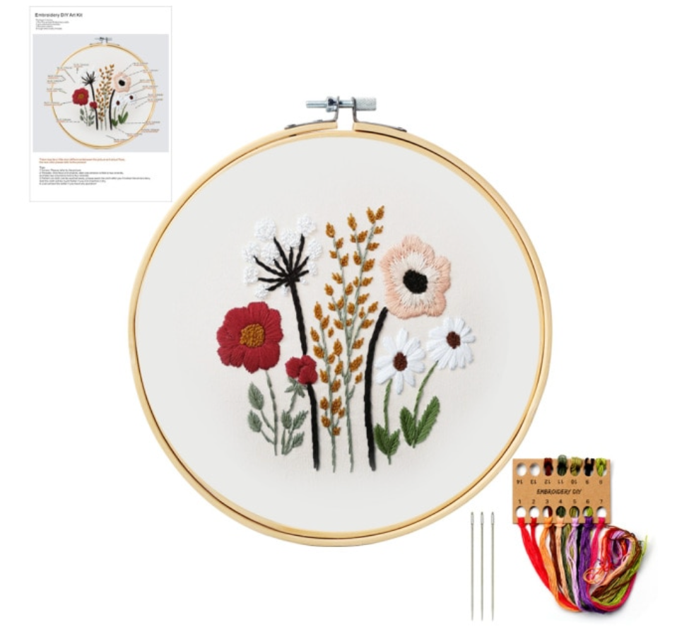 DIY Embroidery Kit (Natural Flower Design)