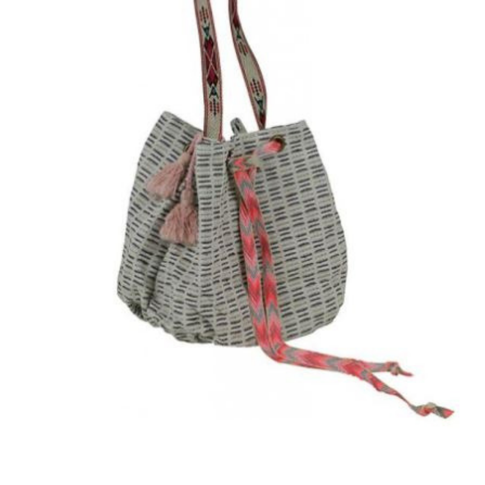 Shoulder Bag - Stripe & Tassel Design