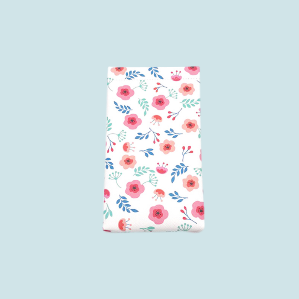 Protective Glasses Pouch (Little Blossoms Design) with Matching Lens Cleaning Cloth