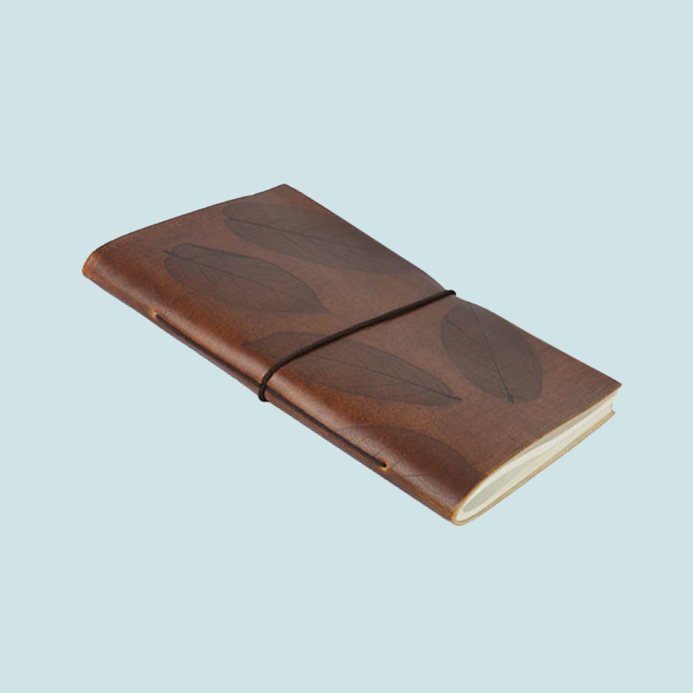 Leather Notebook - Leaf Design