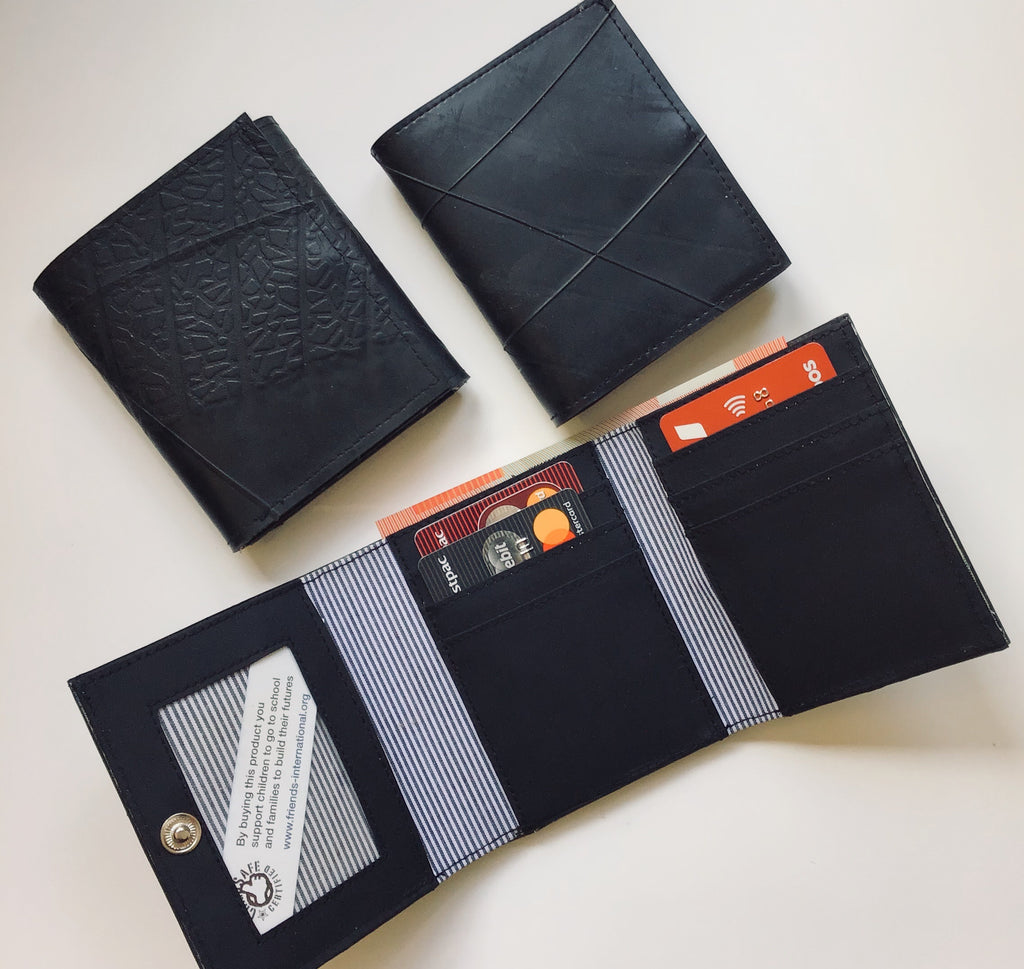 Recycled Motorbike Tyre Wallet 3 Fold - Fair Trade