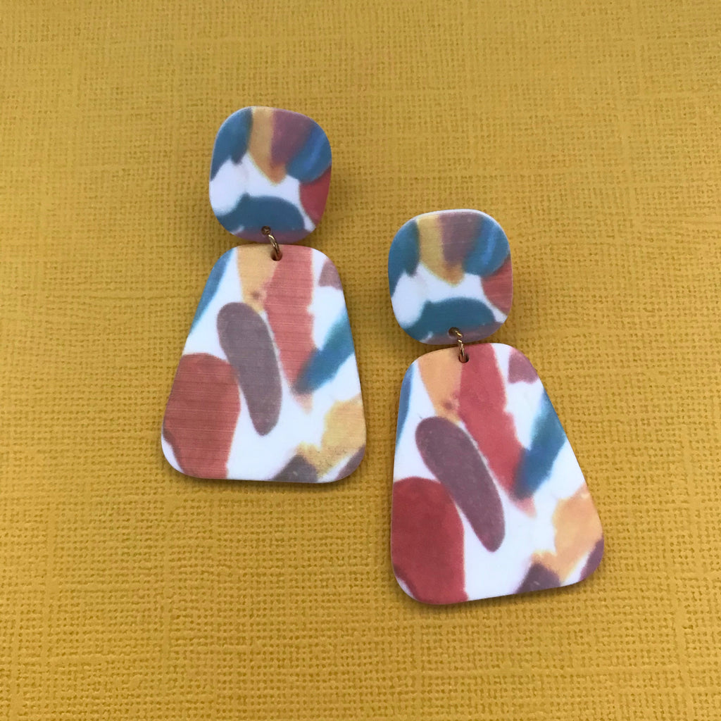 Multi Colour Acrylic Drop Earrings